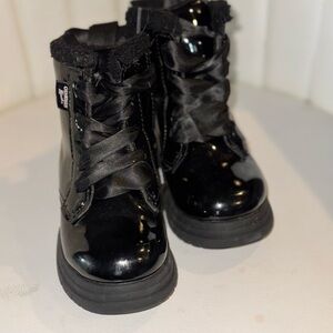OshKosh B'gosh Black Combat Boots with Glossy Finish